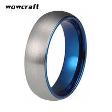 Anéis de carboneto de tungstênio azul 6mm, para mulheres, tira de casamento, superfície fosca, joia de aniversário, anel de noivado 2024 - compre barato