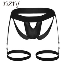 Yizyif cueca jockstrap fio dental masculina, cueca gay sexy, masculina, com arminha bolsa aberta, bunda, com pernas, fio dental sexy 2024 - compre barato