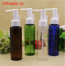 Free Shipping 100ml Lucency Green Brown Blue Plastic Pump Empty Bottle Shanpoo Cleansing Oil Toner Empty Cosmetic Containers 2024 - buy cheap