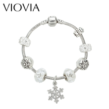 VIOVIA-pulsera Superyne con amuleto de copo de nieve para mujer, brazalete de cristal, brazaletes, joyería, regalo de Navidad, B16115, 2019 2024 - compra barato
