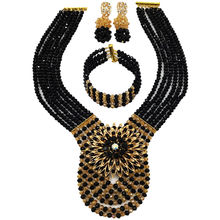 Conjunto de joias de casamento, conjunto joias da moda com pérolas africanas, preto, dourado, ab, padrão nigeriano, 6wdk04 2024 - compre barato