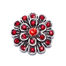 Botões de pingente de strass padrão flores vermelhas 6 multicores 18mm botão de pressão joias de encaixe joias de alta qualidade 2024 - compre barato