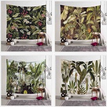 Green Plants Hanging Wall Tapestry Mandala Bohemian Landscape Wallpaper Art Cloth Palm leaves Higan Flower Beach Mat Throw Sheet 2024 - buy cheap