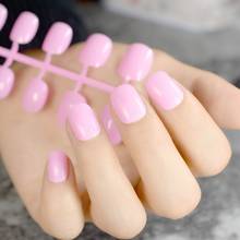 24pcs Kids Cute False Nail Tips Baby Pink Full Cover Acrylic Fake Nails Art for Girls Children 2024 - buy cheap