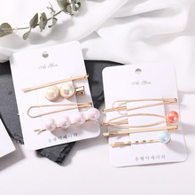 4pcs Korea Fashion Women Metal Hairpins Imitation Pearl Colorful Beads Hair Clips Irregular Geometric Hair Styling Accessories 2024 - buy cheap