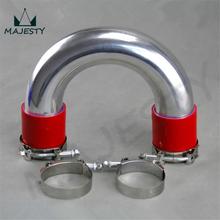 Tubo de aluminio Turbo radiador, 180 grados, 76mm, 3 ", manguera de silicona, abrazadera en T, Color Rojo 2024 - compra barato