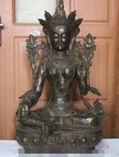 Estatua del budismo del Tíbet S6631 23 "cobre bronce Verde Tara Buda Kwan-yin Bodhisattva 2024 - compra barato