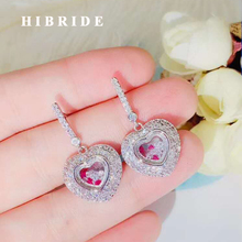 Hibride design da moda micro cz pave amor forma de coração, brinco longo para mulheres joias de casamento 2024 - compre barato