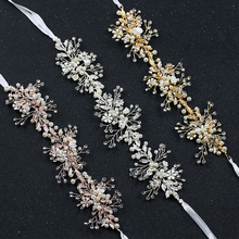 Diadema hecha a mano con flores de cristal para mujer, accesorios para el cabello, enredadera, perla, oro rosa, tiara de boda 2024 - compra barato
