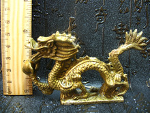 china Solid Brass Zodiac running Dragon Holding Pearl Ball fengshui lucky statue decoration 2024 - buy cheap