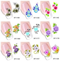 60Sheets XF1241-XF1298 Nail Art Flower Water Tranfer Sticker Nails Beauty Wraps Foil Polish Decals Temporary Tattoos Watermark 2024 - buy cheap