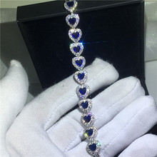 Vecalon Sexy Lady Heart shape Bracelet Blue AAAAA Cubic Zirconia White gold filled Party wedding Bracelets for women Jewelry 2024 - buy cheap