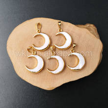 WT-P956 Paua Shell Pendant with gold strim,Moon Shell Pendant natural shell crescent pendant 20mm Wholesale 2024 - buy cheap