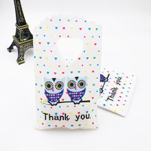 Bolsa de plástico negra "Thank You", bonita bolsa de plástico de 9x15cm, Mini bolsas de embalaje de Corazón de caramelo coloridas de regalo de plástico con asa 2024 - compra barato