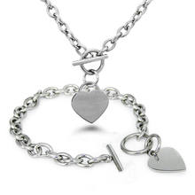 Un conjunto de collar y pulsera con etiqueta de corazón con icono de amor dulce de acero inoxidable conjunto de joyería para mujer Regalos 2024 - compra barato