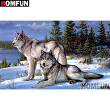 HOMFUN Full Square/Round Drill 5D DIY Diamond Painting "Animal wolf" Embroidery Cross Stitch 5D Home Decor Gift A17057 2024 - buy cheap