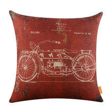 LINKWELL-funda de almohada con dibujos de charol para motocicleta, funda de almohada de 18x18 pulgadas, color rojo oscuro, Retro, Chic, antiguo 2024 - compra barato