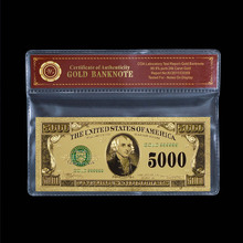 Normal Gold Banknote Color $5000 With Frame Fake Money For Collection And Decoration 2024 - buy cheap