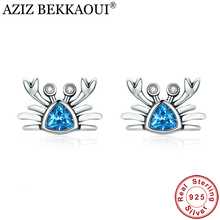 Женские серьги-гвоздики с синим крабом AZIZ BEKKAOUI, из настоящего серебра 925 пробы, модные ювелирные изделия в подарок 2024 - купить недорого
