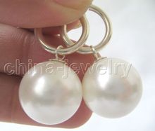 Lovely Women's Wedding Jewelry EARRINGS  shipping 16mm perfect round white sea shell pearl earring-925 SS Fine Factory direct  2024 - buy cheap