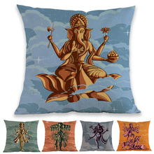 Fronha de almofada para decoração, capa de almofada de personagens indianas, deus da mãe, shiva vishnu, ganesha, hanfone, rama, deusa durga 2024 - compre barato