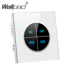Luxury 4 gangs 1way White Tempered Glass Touch Light Wall Switch Free customize button 110V~250V touch wall switch,Free Shipping 2024 - buy cheap