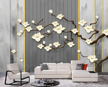 Papel de parede 3d artístico flores de orquídea em estilo chinês para sala de estar sala de tv sofá parede do quarto café 2024 - compre barato