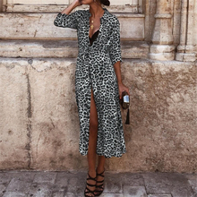 Leopard Print Dresses Women Autumn Sexy V Neck Long Sleeve Midi Dress Fall Evening Party Dress 2024 - buy cheap