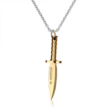 Stainless Steel Supernatural Sword Dagger Knife Pendant & Necklace for Men Punk Rock Jewerly Gift Gold Black Color 2024 - buy cheap