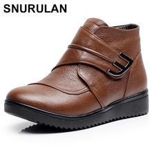 SNURULANNatural Wool Women Boots Genuine Leather Flat Ankle Boots Winter Warm Ladies Shoes Woman Snow Boots Plus Size E470 2024 - buy cheap