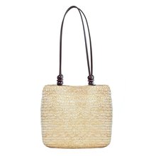 FGGS-Женская Плетеная соломенная сумка через плечо, пляжная сумка из ротанга, бежевая 2024 - купить недорого