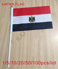 KAFNIK, 10/20/50/100 Uds., la pequeña bandera de Egipto, 14*21 CM, Bandera de Egipto, la bandera nacional de mano con poste que da la bandera 2024 - compra barato