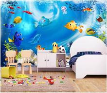 Пользовательские фото обои 3d фрески обои для стен 3 d красивый мультфильм подводный мир детская комната Детская комната Настенный декор 2024 - купить недорого
