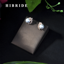 HIBRIDE Rose Gold Luxury Popular Geometry Flower Multi Color Cubic Zirconia Big Wedding Earring Fashion Famous Jewelry E-254 2024 - buy cheap