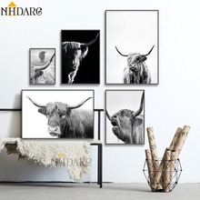 Highland Cow Wall Art Canvas Painting Posters And Prints Cattle, Nordic Oxen Wall Pictures For Room Decoration Scandinavian Yak 2024 - buy cheap