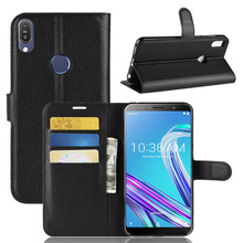 Capa para asus zenfone max pro zb601kl (m1), capa carteira estilo livro flip de couro, preta 2024 - compre barato