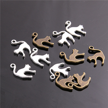 Sweet Bell 60pcs 13*19mm Fashion Antique Metal Zinc Alloy Mini Cat Charms Fit Small Jewelry Pendant Charms Making  3C463 2024 - buy cheap