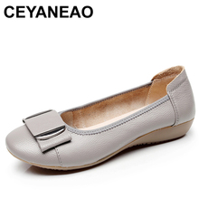 CEYANEAO Women Shoes Woman Genuine Leather Flat Shoes Casual Work Loafers Ballet Flats New Fashion Women Flats Plus Size 34 - 43 2024 - buy cheap