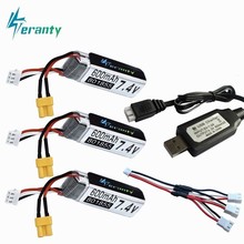 600mAh  7.4V Lipo Battery With 7.4v USB Charger For XK K130 RC Helicopter Spare Parts Accessories 2s Battery 7.4v Drone battery 2024 - buy cheap