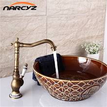 Wholesale Retro Antique Brass Finished faucet Mixer Taps Deck Mounted Luxury Appearance with porcelain torneira banheiro XT916 2024 - buy cheap