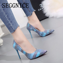 Summer Spring New Women Thin High Heels Printing Flowers Classic Pointed Toe Platform Pumps Woman Shoes Fashion 2019 Dress Shoes 2024 - buy cheap