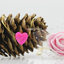 Collar de plata de ley 925 con ópalo sintético, colgante de corazón Rosa fuego, op55, 10mm, moda 2024 - compra barato