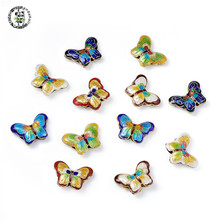 50 Uds perlas en forma de mariposa Cloisonne hechas a mano para la fabricación de joyas, Color mixto, 17x23x5mm, agujero: 2mm 2024 - compra barato