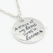 Personalized Memorial Jewelry " A Piece of My Heart Lives In Heaven " Miscarriage Remembrance Necklace Infant Loss Jewelry 2024 - buy cheap