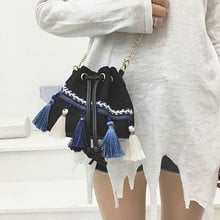 2018 Women's Vintage Messenger Bags Popular New Chains Shoulder Bag Korean Version Canvas Drawstring Lady Bucket Bag Sac A Main 2024 - buy cheap