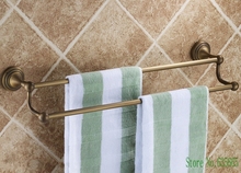 50CM Antique Classical Luxury Elegant Brass Rod Vintage Towel Rack Rod Hanging Rail 2 Bar Bathroom Accessories Banheiro Sanitary 2024 - buy cheap