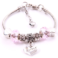 Heart Sister Pan-dora Charms Bff Bracelets Pink Bead Star Bracelet Bangles Women Girls Christmas Jewelry For Best Friend Gifts 2024 - buy cheap