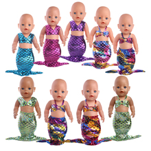 18inch American doll Glittering Mermaid Swimsuit sleeping bag Fit 43cm Baby Doll Clothes For The Children Best Christmas Gift 2024 - buy cheap