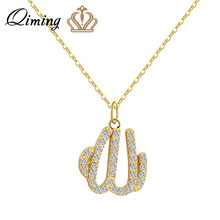 QIMING Golden Arabic Necklace Women Ancient Muslim Islamic Jewelry Rhinestone Crystal Necklace Allah Name Petite Party Gift 2024 - buy cheap