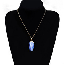 Cristal natural de quartzo pedra pingente colar feminino declaração jóias festa irregular colar presente 2024 - compre barato